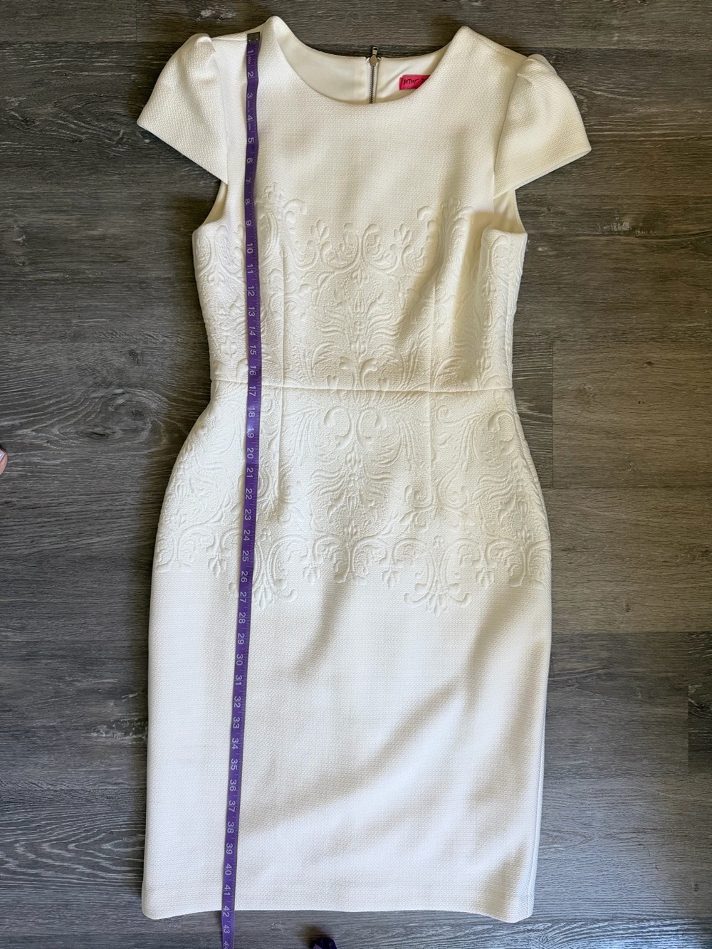 Betsey Johnson White Embroidered Midi Sheath Dress - Picture 6 of 7